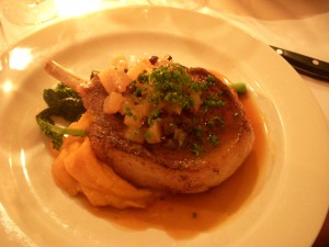 Seared pork chop