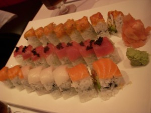 King Crab 2 Roll on top, Super Tuna Roll in the middle, Mets Roll on the bottom
