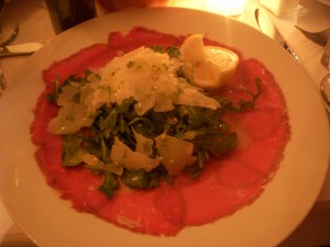 Beef carpaccio with arugula and parmesan