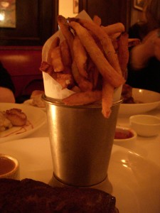 Freshly cut and fried french fries