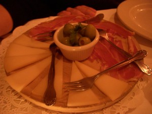 Decent manchego and spanish olives with awful serrano ham