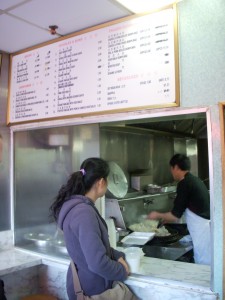 The order/pick-up window in the tiny shop