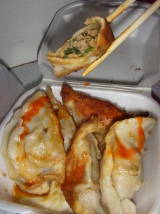 Pork and chive dumpling innards