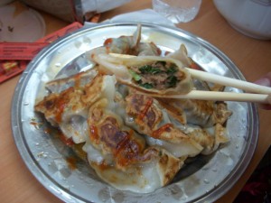 More porky and chivey dumpling innards