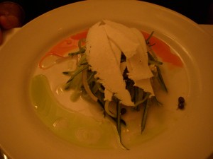 Refreshing cucumber salad topped with ricotta salata