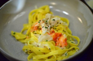 Tagliatelle with king crab, meyer lemon, and black pepper