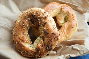 Everything bagel and rosemary bagel from St-Viateur Bagel