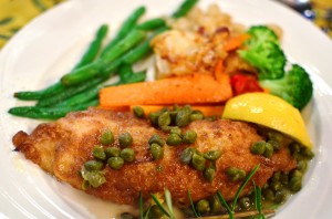 Grouper piccata sauteed with lemon, butter, white wine and capers