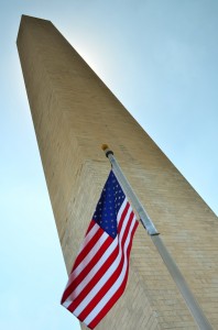 Looking up at the Washington Monument
