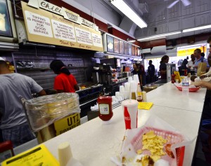 View from a counter seat at Ben's Chili Bowl