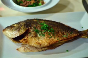 Whole dorade with lime sauce
