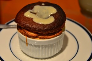Grand Marnier souffle with creme anglaise