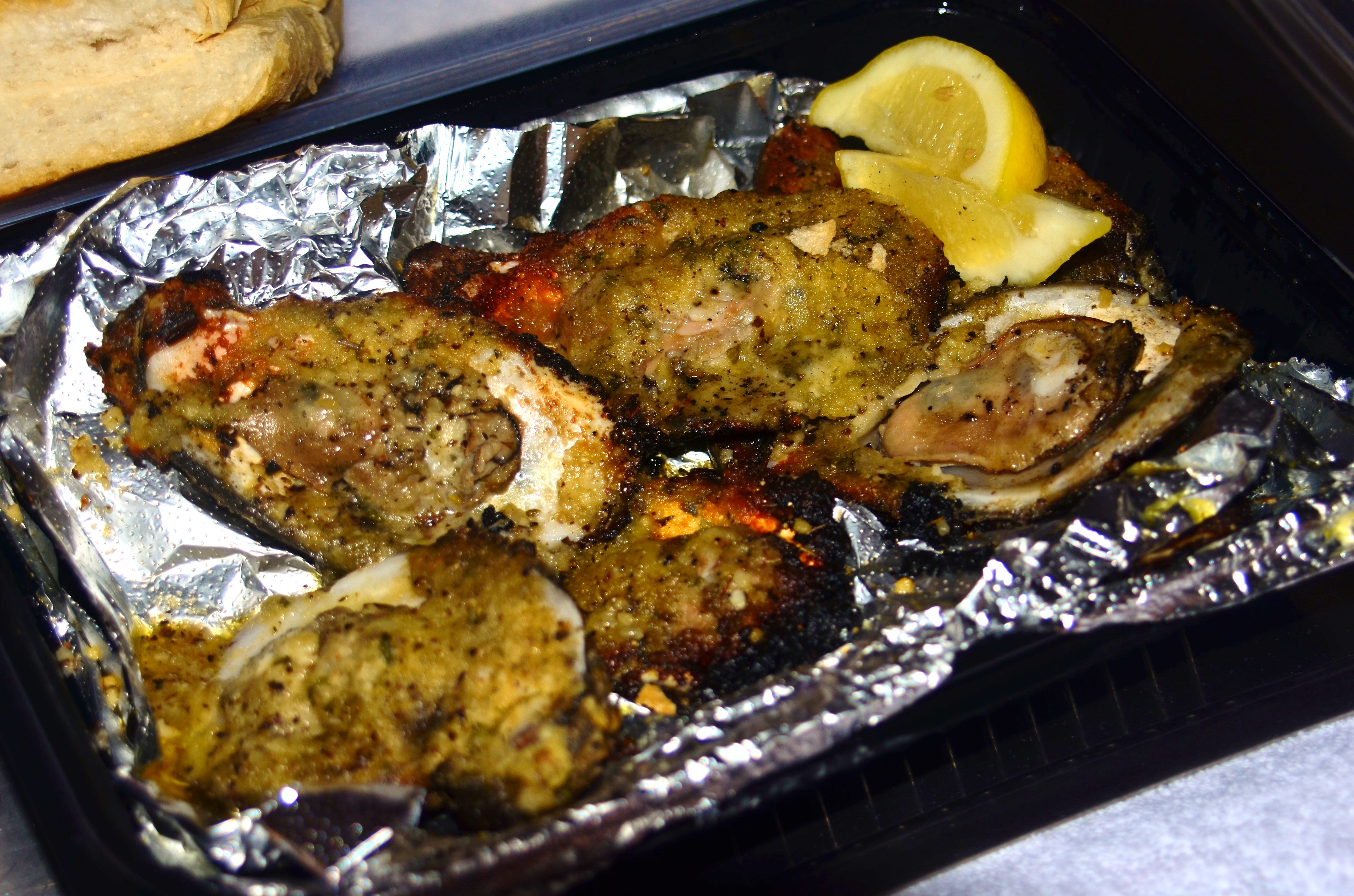 Charbroiled oysters to go