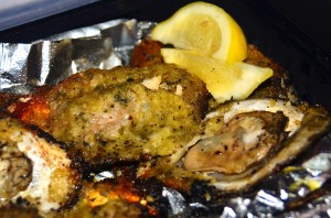 Charbroiled oyster up close