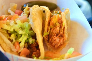 Puffy chicken taco innards