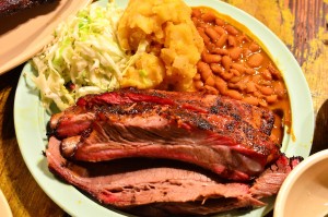 Combo plate with brisket and pork ribs