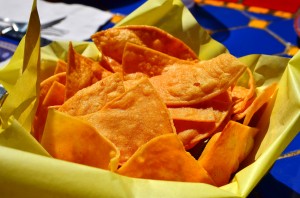 Freshly fried tortilla chips